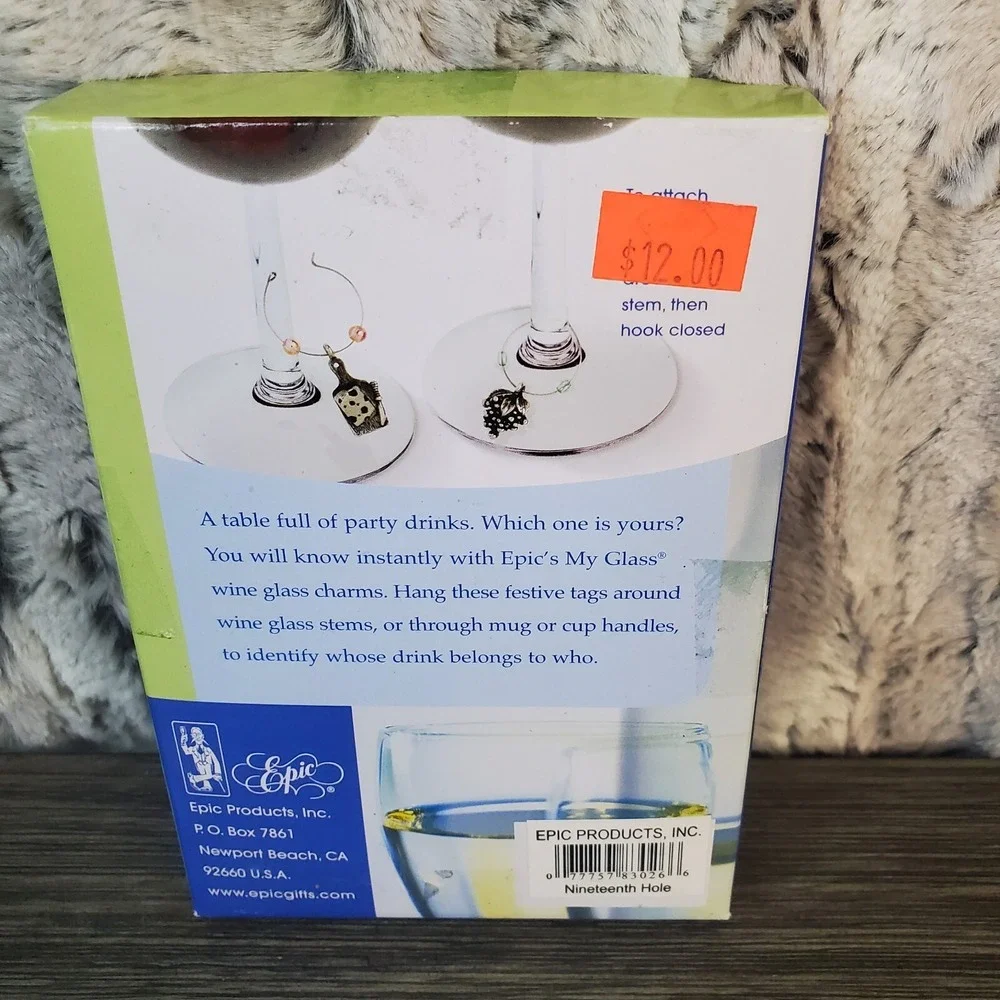 Golf Themed Wine Charms - Set Of 6 Unique Designs -Open Box